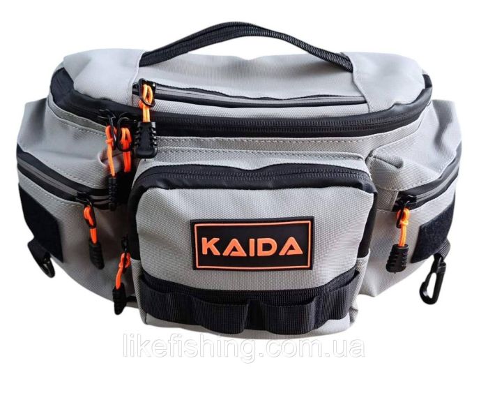 Сумка спиннингиста поясная Kaida PX106 серая