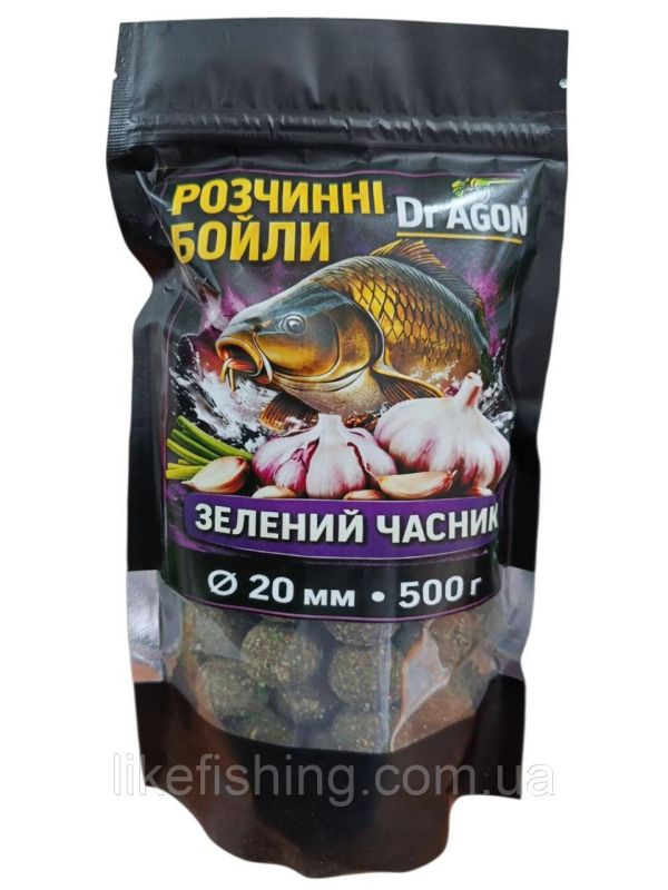 Бойлы прикормочные растворимые 20мм 500г Dr.Agon Зеленый чеснок