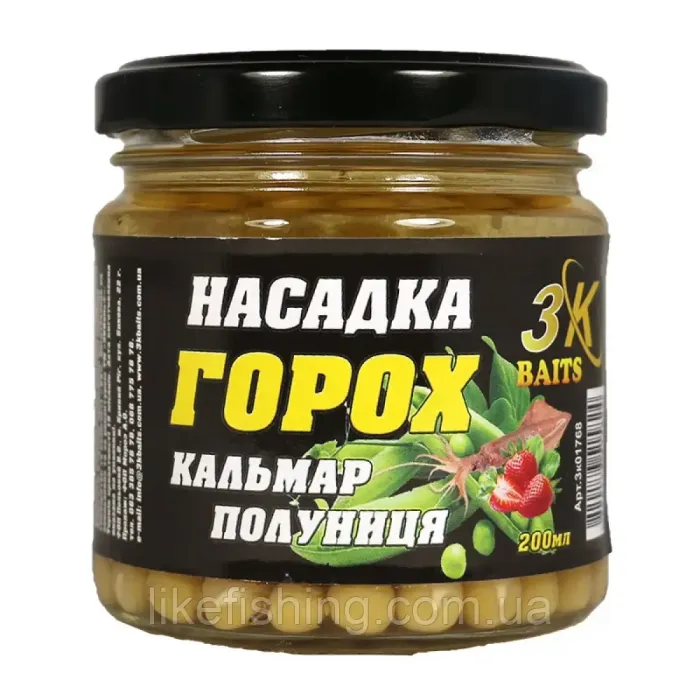 Насадка горох кальмар-клубника 200мл 3К Baits