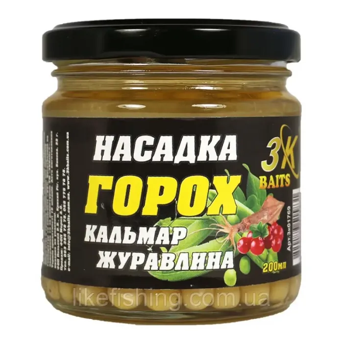 Насадка горох кальмар-клюква 200мл 3К Baits