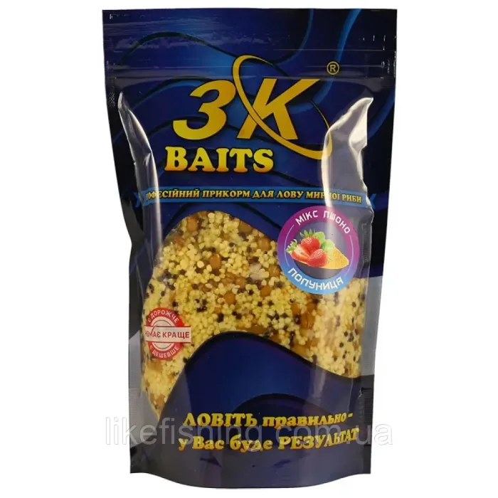 Зерновой МИКС Пшено клубника 500г 3K Baits