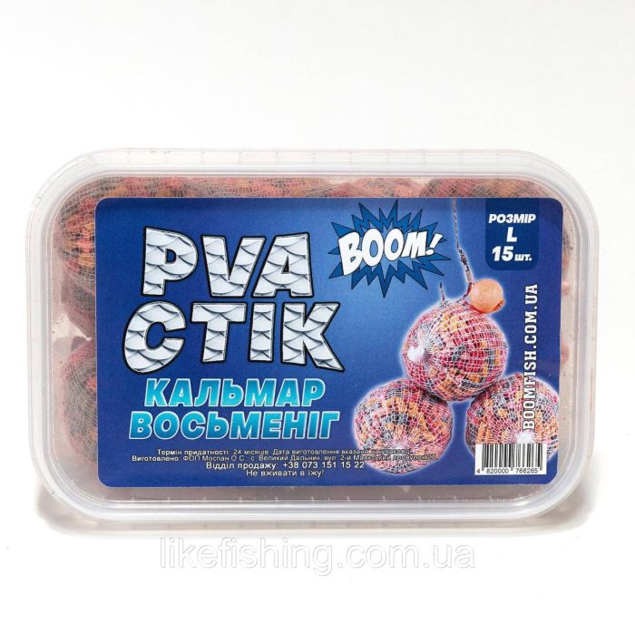 Стики PVA L (15шт) – Кальмар-Осьминог Boom Carp