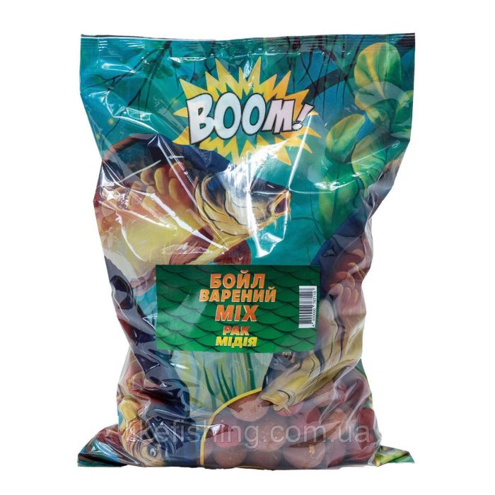 Бойл Вареный МIХ (14+18+20мм) 1кг – Рак Мидия BOOM