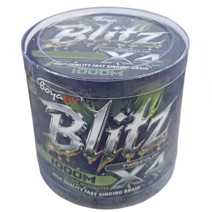 Шнур рыболовный 0.30 мм 1000 м 29.4 кг PE X4 Blitz Boya By Two-Color зелено - черный