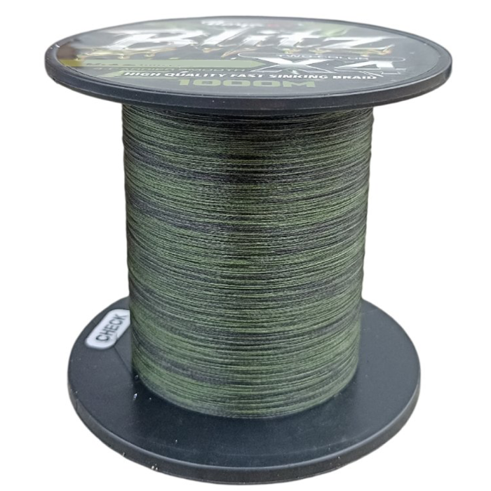 Шнур рыболовный 0.20 мм 1000 м 16.7 кг PE X4 Blitz Boya By Two-Color зелено - черный