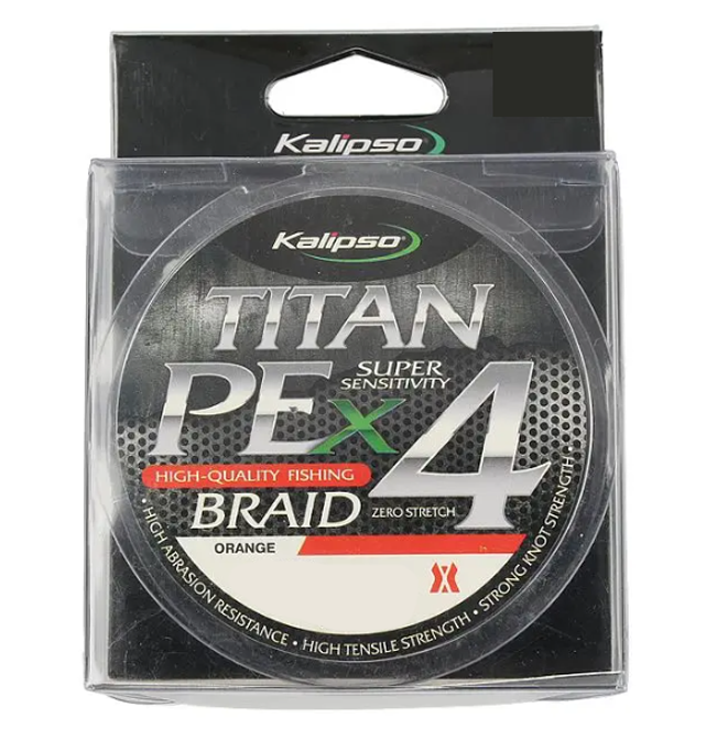 Шнур 0.25 мм 150 м 19.5 кг Kalipso Titan PE x 4 Orange