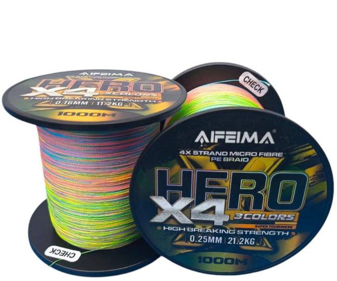 Шнур рыболовный 0.20 мм 1000 м 16.7 кг Hero X4 Feima 3 Colors