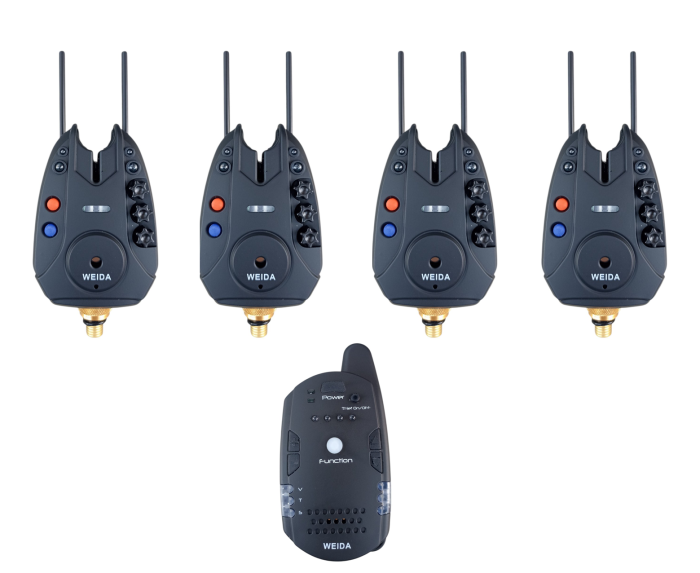 Набір сигналізаторів клювання 4+1 Weida FA312-4 Антизлодій, 6 кольорів, бічні фіксатори