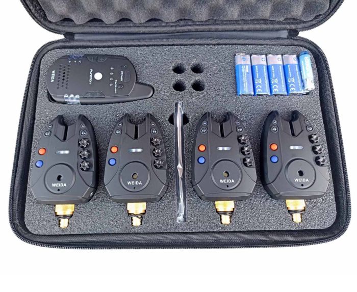 Набір сигналізаторів клювання 4+1 Weida FA312-4 Антизлодій, 6 кольорів, бічні фіксатори