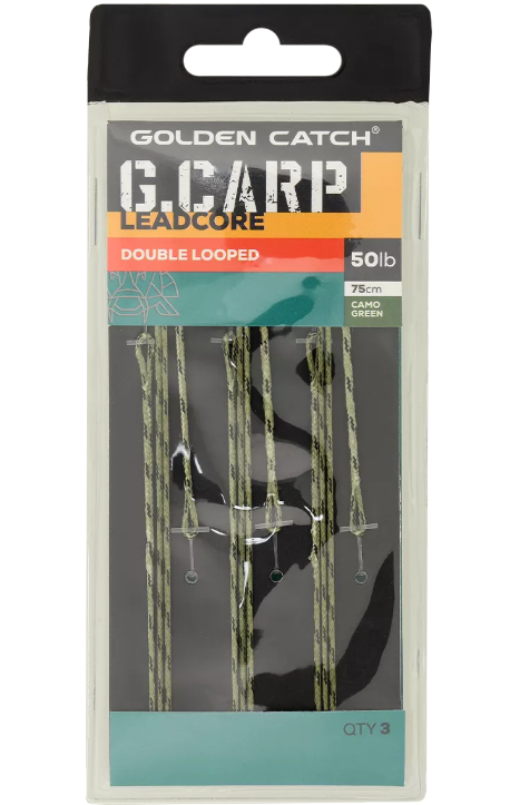 Оснастка карповая GC G.Carp Double Looped Leadcore 75см 50lb 3шт Caмo Green