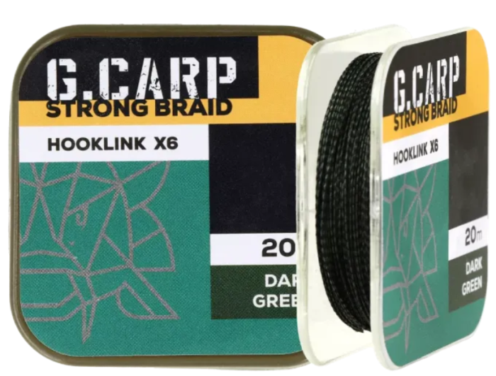 Поводочний матеріал GC G. Carp Strong Braid Hooklink X6 20м 25lb Dark Green